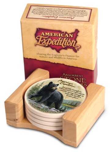 American Expedition Set Of 4 Stone Coaster - Black Bear
