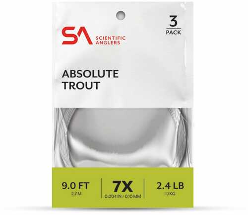 Scientific Anglers Absolute Trout 7.5 ft 4X Leader 3 Pk