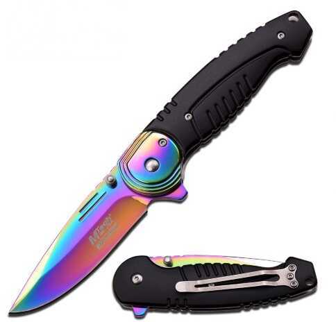 M-Tech 4.5" Rainbow Ti-Coated Blade Black Aluminum Handle