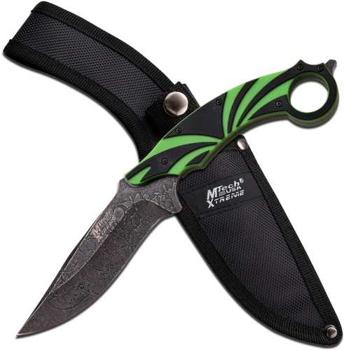 MTech USA XTREME Fixed Knife 10.25in w-Black and Green Handle