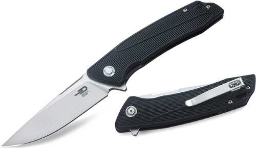 Bestech Spike Folder 3.75 in Stonewash Plain Black Nylon