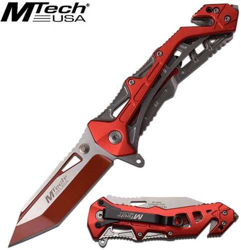 MTech USA Assisted 3.25 in Blade Red Aluminum Handle