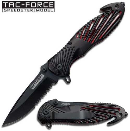 Master Assisted 3.25 in Blade Black-Red Aluminum Handle