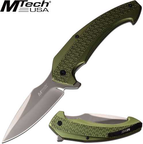 Mtech Folder 3.25 in Blade Green Aluminum Handle