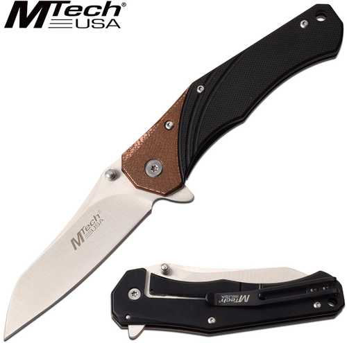 MTech Folder 3.50 in Blade Bronze Bolster Black G-10 Handle