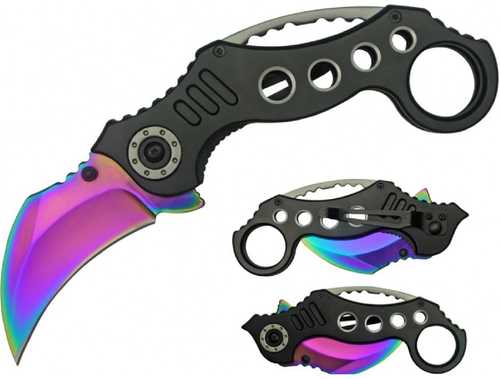 Impulse Product Karambit 3 in Rainbow Blade Black Handle