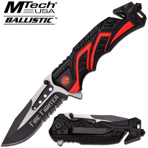 MTech Assisted 3.5 in Blade Black-Red Aluminum Handle