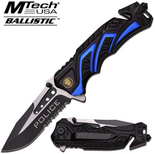 MTech Assisted 3.5 in Blade Black-Blue Aluminum Handle