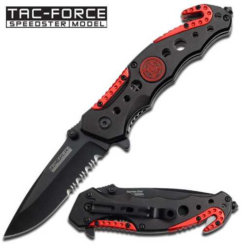 Tac-Force Assisted 3.25 in Blade Red-Black Aluminum Handle