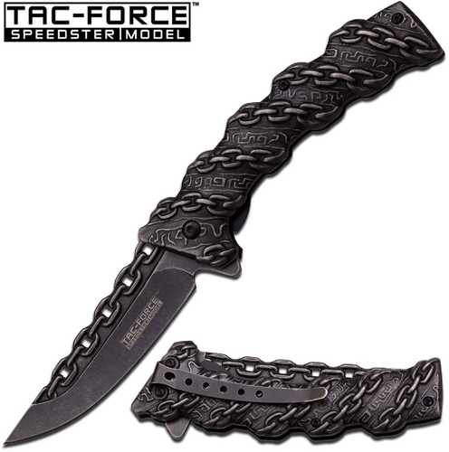 Tac-Force Assisted 3.5 in Blade Stonewash Stainless Handle