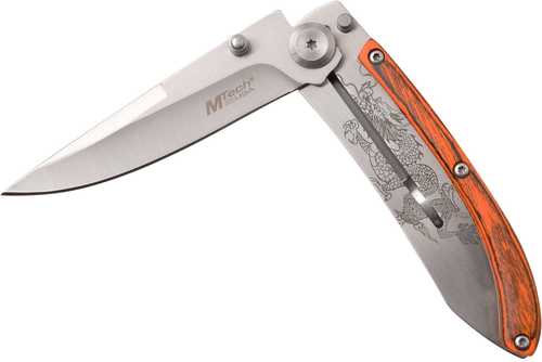 Mtech Folder 3.25 in Blade Wood-Stainless Steel Handle