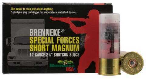 12 Gauge 2-3/4" Slug 1-1/4 oz 5 Rounds Brenneke Shotgun Ammunition