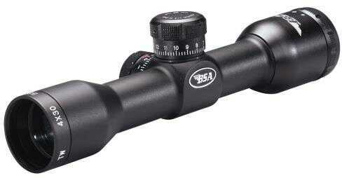 BSA T4X30WRCP Tactical Weapon 4x 30mm Obj 23-10.4 ft @ 100 yds FOV 1" Tube Black Mil-Dot Clamshell