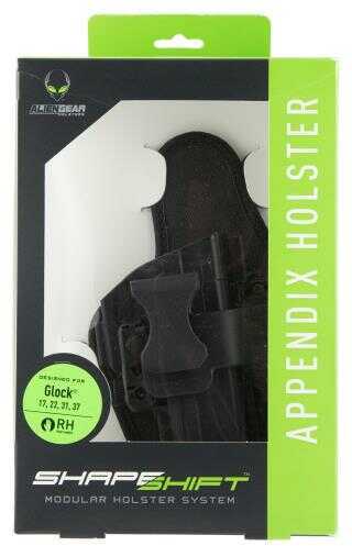 Alien Gear ShapeShift Appendix Carry for Glock 17 IWB Holster Right Handed Synthetic Backer with Polymer Shell Black