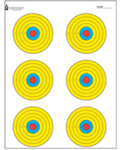 Action Target Inc PR-BE6-100 High Visibility Fluorescent 6 Bull's-Eye Paper 17.50" x 23" Bullseye Black/Blue/Red/Yellow