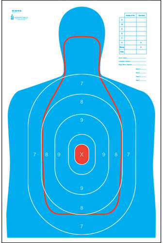 Action Target Inc Rc-B27E-Q-100 B-27E And Fbi Q Combination Paper 23" X 35" Silhouette Blue/Red 100