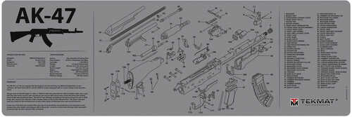 TekMat AK-47 Cleaning Mat Parts Diagram 36" X 12" Grey