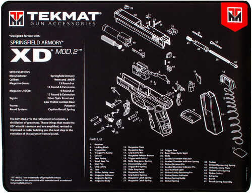 Beck Tek LLC (TEKMAT) R20XDMOD2 Springfield XD Mod2 Ultra Premium Cleaning Mat Parts Diagram 20"