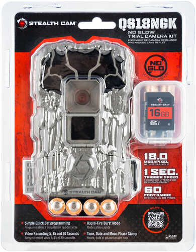 Stealth Cam STC-QS18NGK Value Series Combo Kit 18 MP Infrared 70 ft Brown Includes 8 AA Batteries 16Gb Sd Memory Card