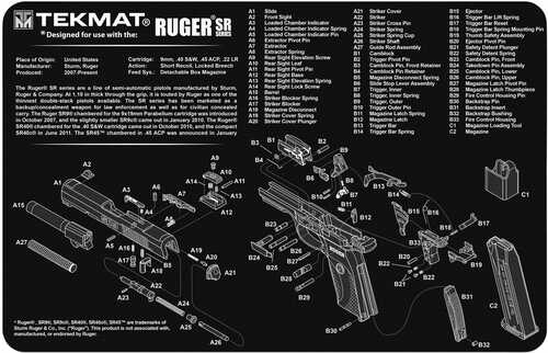TekMat Ruger SR9 Handgun Cleaning Mat 11"X17"X1/8"