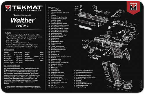 TekMat Walther PPQ Mod 2 Handgun Cleaning Mat 11"X17"X1/8"