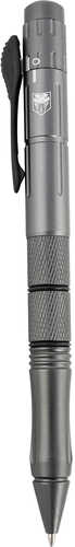 CobraTec Knives Pen Knife OTF Plain Stainless Steel Blade Gray Aluminum Handle Features Black Ink