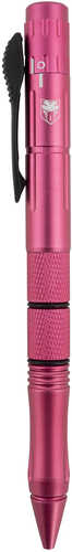 CobraTec Knives Pen Knife OTF Drop Point Plain Stainless Steel Blade Pink Aluminum Handle Features Black Ink Pen