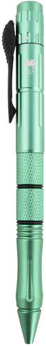 CobraTec Knives Pen Knife OTF Drop Point Plain Stainless Steel Blade Tiffany Blue Aluminum Handle Features Black Ink Pen