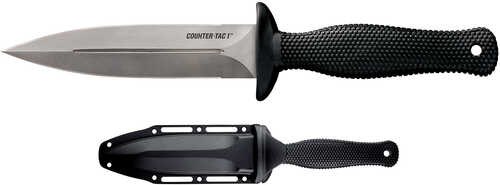 Cold Steel Cs-10BCTL Counter TAC I 5" Fixed Spear Point Plain Stone Washed AUS-8A SS Blade/ Black Textured Kray-Ex Handl