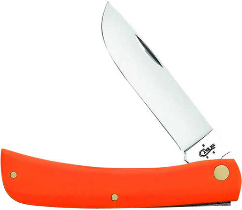 Case 80512 Sod Buster 3.75" Folding Skinner Plain Mirror Polished Tru-Sharp SS Blade/Smooth Orange Synthetic Handle