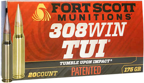 Fort Scott Munitions 308175SCV2 Tumble Upon Impact (TUI) .308 Win 175 Grain Solid Copper Spun (SCS) 20 Per Box