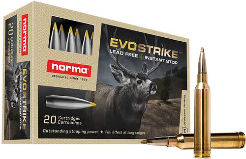 Norma Ammunition (RUAG) 20171492 Dedicated Hunting Evostrike 7mm Rem Mag 127 Gr/Polymer Tip Boat Tail, Lead Free 20 Per