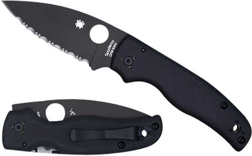 Spyderco C229GSBK Shaman 3.58" Folding Serrated Black DLC CPM S30V SS Blade/Black Textured G10 Handle Includes Pocket Cl