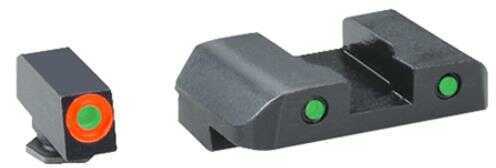 AmeriGlo GL446 Spartan Operator Fits Glock 17/19 Tritium Green w/Orange Outline Front w/Black Rear