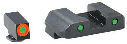 AmeriGlo GL448 Spartan Operator Fits Glock 20/21 Tritium Green w/Orange Outline Front w/Black Rear