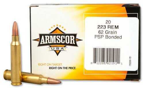 223 Rem 62 Grain PSP Bonded 20 Rounds Armscor Ammunition 223 Remington