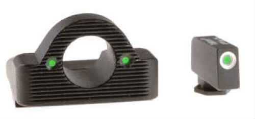 AmeriGlo GL125 Ghost Ring Night Sight Fits Glock 17/19 Tritium Green w/White Outline Front Rear