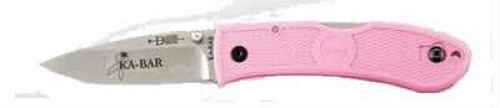 Kabar Dozier Folding Hunter Knife With Pink Zytel Handle & Plain Edge Md: 4062Pk