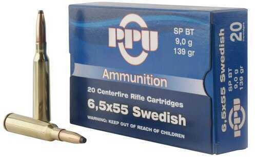 6.5X55mm 139 Grain Jacketed Soft Point 20 Rounds Prvi Partizan Ammunition