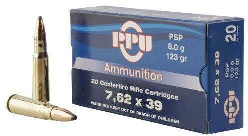 7.62X39mm 123 Grain Jacketed Soft Point 20 Rounds Prvi Partizan Ammunition 7.62X54mm Russian