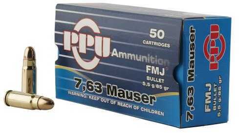 7.63mm Mauser 85 Grain Full Metal Jacket 50 Rounds Prvi Partizan Ammunition