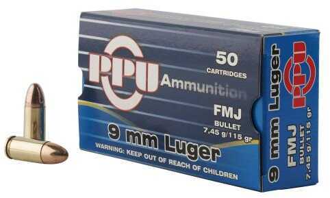 9mm Luger 115 Grain Full Metal Case 50 Rounds Prvi Partizan Ammunition