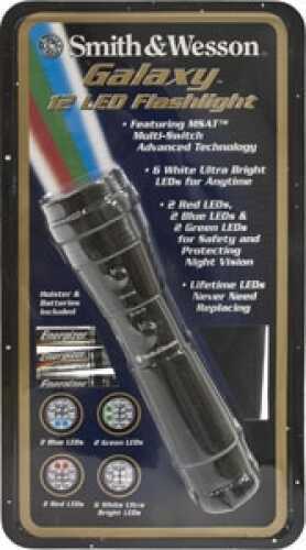 Smith & Wesson Flashlight/6 White/2 Red/2 Blue 2/Green Led Bulbs/3AAA Batteries Md: SW1222