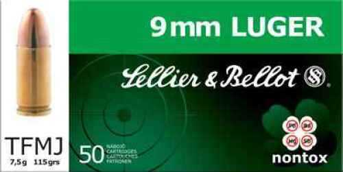 9mm Luger 115 Grain Full Metal Jacket 50 Rounds Sellior & Bellot Ammunition