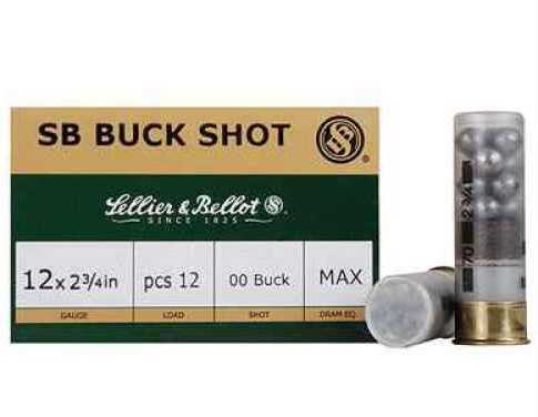 12 Gauge 2-3/4" Lead 4 Buck  27 Pellets 25 Rounds Sellier & Bello Shotgun Ammunition