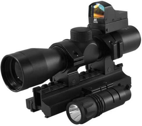 NCStar KARSCRDF Tact Triple Combo 4X 30mm Obj 26.2ft@100yds P4 W/Light RdDot