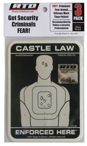 RTD STS-3D Decal Castle Law Enforced Here 3.5X4.5" B&W 3Pk