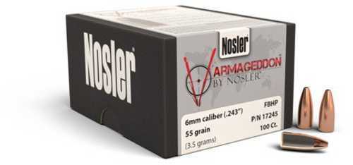 Nosler 17245 Varmageddon 6mm .243 55 GR Flat Base Hollow Point (FBHP) 100 Box