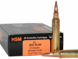 300 Rem Ultra Mag 185 Grain Hollow Point 20 Rounds HSM Ammunition Remington Magnum