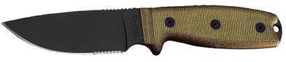 OKC 8631 Rat-3 Knife Fixed 3.75" 1095 Carbon Steel Drop Point Combo Tan Micarta